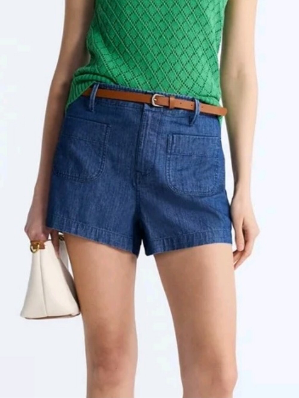 Free Assembly High Rise Patch Pocket Denim Shorts, 3" Inseam Size XS NWT